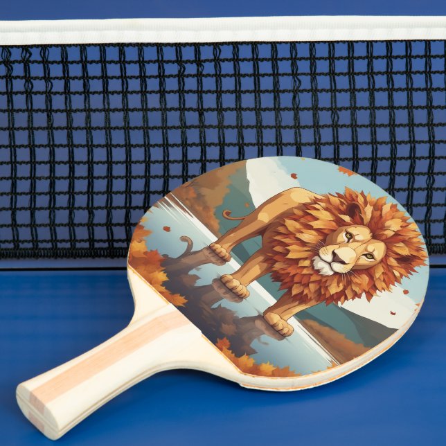 Autumn Leaves Male Lion Ping Pong Paddle (Insitu)