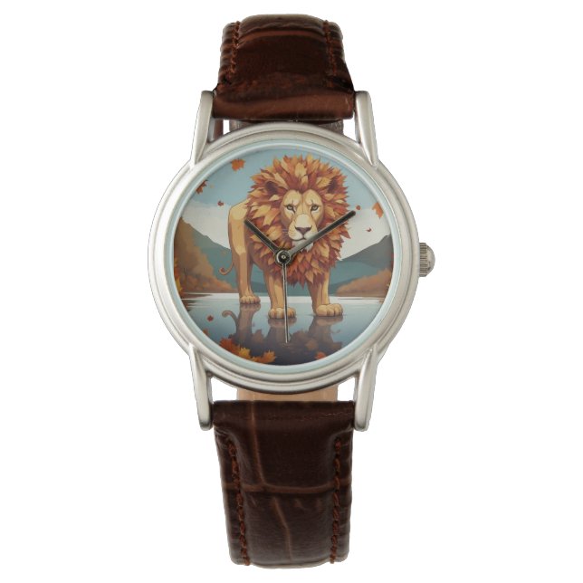 Autumn Leaves Male Lion Watch (Front)