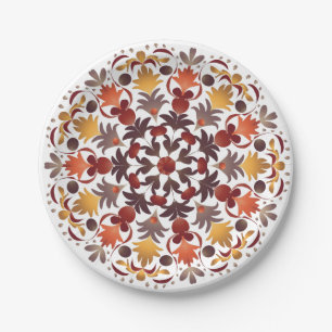 Autumn leaves mandala paper plate