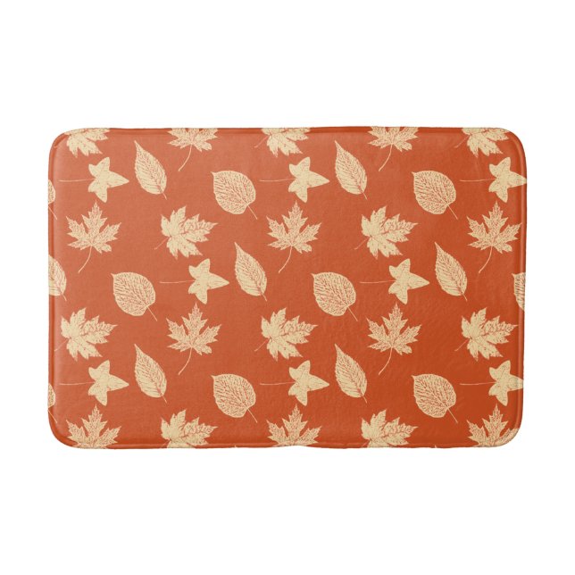 Autumn leaves - mandarin orange bath mat (Front)