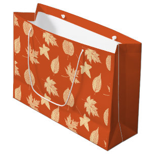 Autumn leaves - mandarin orange large gift bag