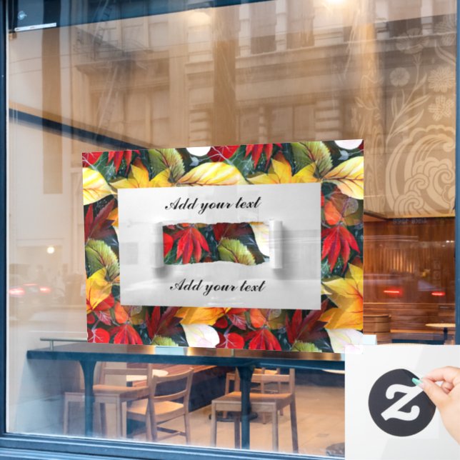 Autumn Leaves, Maple Leaf Fall Ambience Window Cling (Cafe Window)