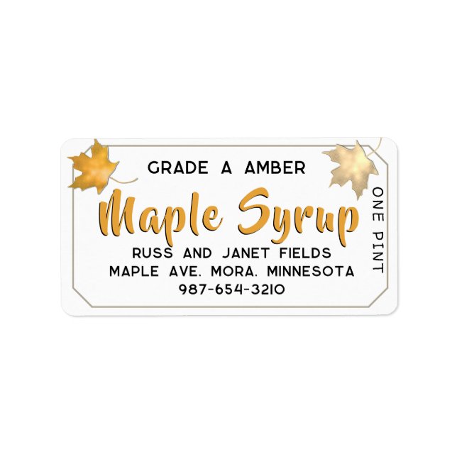 Autumn Leaves Maple Syrup Address Label (Front)