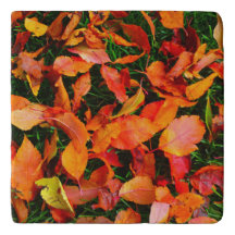 Autumn Leaves Marble Stone Trivet