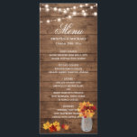 Autumn Leaves Mason Jar String Lights Wedding Menu<br><div class="desc">Autumn Leaves Mason Jar String Lights Wedding Menu Card 
(1) For further customisation,  please click the "customise further" link and use our design tool to modify this template. 
(2) If you need help or matching items,  please contact me.</div>