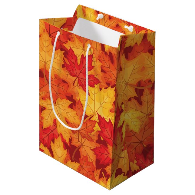 Autumn leaves medium gift bag (Front Angled)