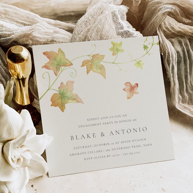 Autumn Leaves Modern Fall Engagement Party Invitation (Creator Uploaded)