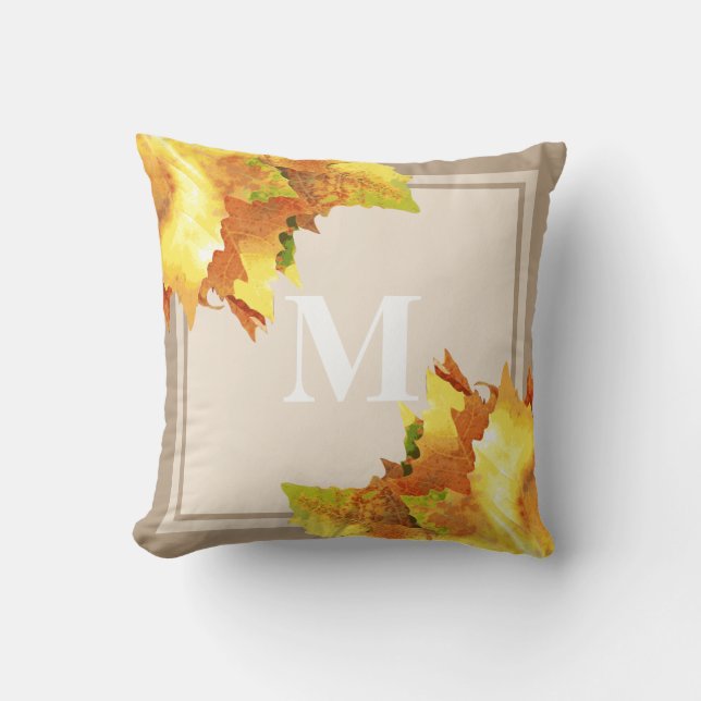 Autumn Leaves Monogram Cushion (Front)