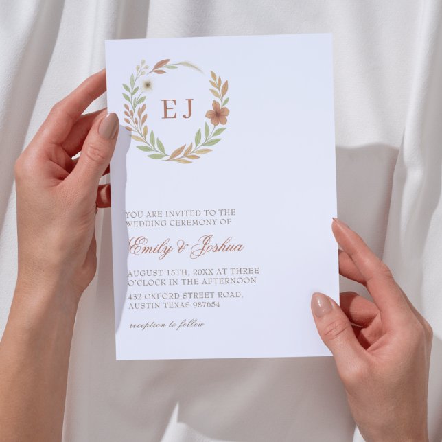 Autumn Leaves Monogram Wedding  Invitation (Creator Uploaded)