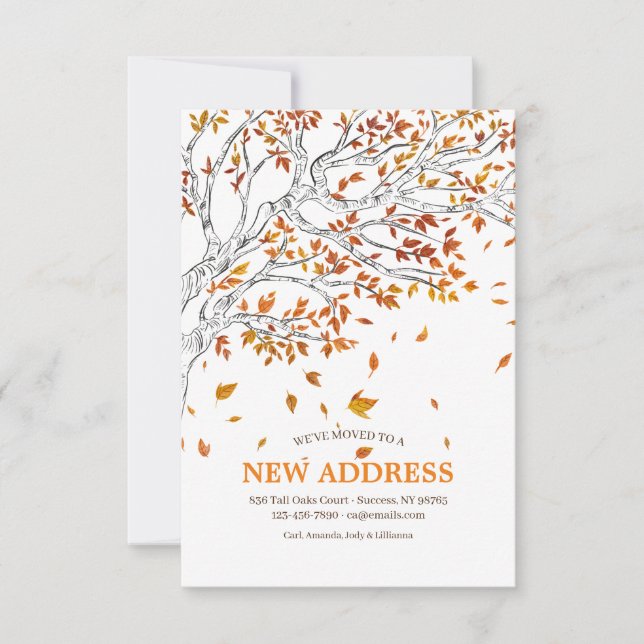 Autumn Leaves Moving Announcement (Front)
