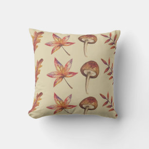 Autumn Leaves & Mushroom  Cushion
