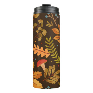 Autumn Leaves Mushrooms Vintage Pattern Thermal Tumbler