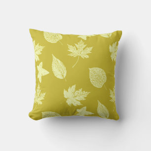 Autumn leaves - mustard and light yellow cushion