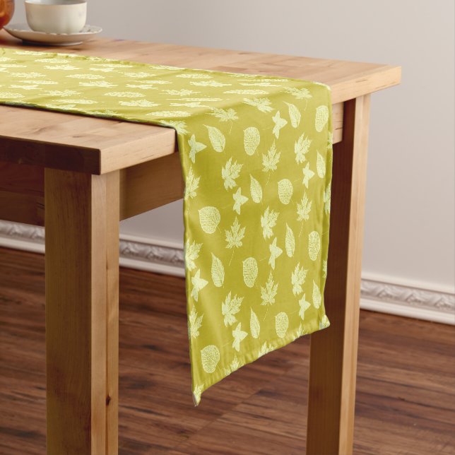 Autumn leaves - mustard and light yellow short table runner (In Situ)