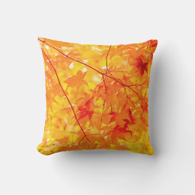Autumn Leaves Nature Orange Outdoor Throw Pillow (Front)