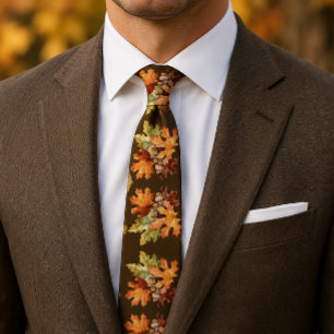 Autumn Leaves Neck Tie – Watercolor Fall Fashion