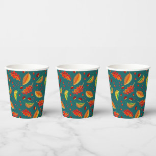 Autumn Leaves Nuts Chestnuts Pattern Elegant Fall Paper Cups