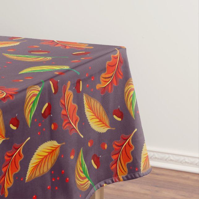  Autumn Leaves Nuts Chestnuts Pattern Elegant Fall Tablecloth (In Situ)