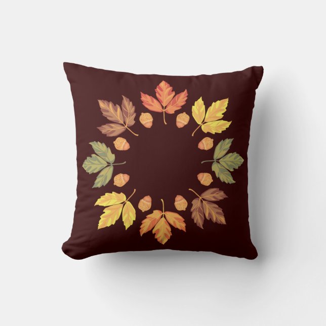 Autumn Leaves & Nuts Cushion (Front)