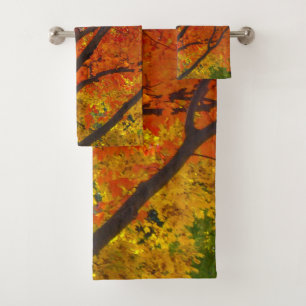 Autumn Leaves of Yellow and Orange Photo Bath Towel Set