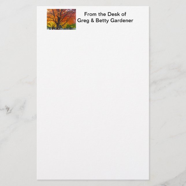 Autumn Leaves of Yellow and Orange Photo Stationery (Front)