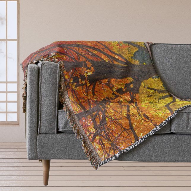 Autumn Leaves of Yellow and Orange Photo Throw Blanket (Autumn Leaves of Yellow and Orange Throw Blanket)