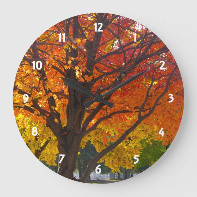 Autumn Leaves of Yellow and Orange Wall Clock (Front)