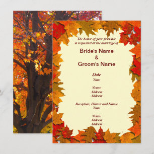 Autumn Leaves of Yellow and Orange Wedding Invite