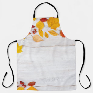Autumn leaves: old white wood apron