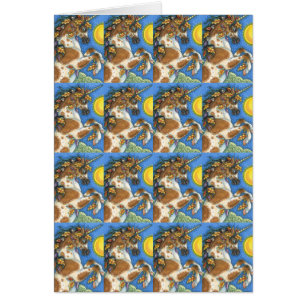 AUTUMN LEAVES ON A UNICORN STALLION, HORSE CARD