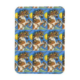AUTUMN LEAVES ON A UNICORN STALLION, REARING HORSE MAGNET