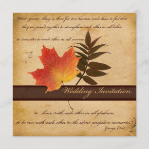 Autumn Leaves on Aged Paper Square Invitation