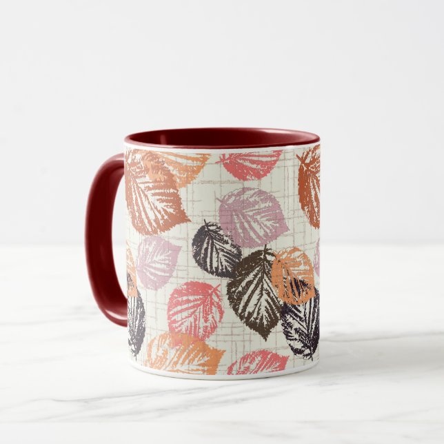 Autumn leaves on beige. mug (Front Left)