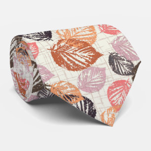 Autumn leaves on beige. tie