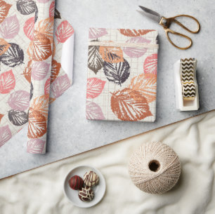 Autumn leaves on beige. wrapping paper