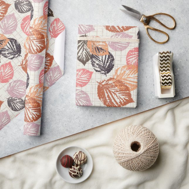 Autumn leaves on beige. wrapping paper (Crafts)