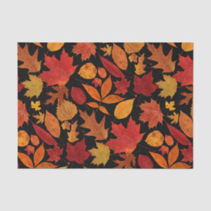 Autumn Leaves on Black Tissue Paper