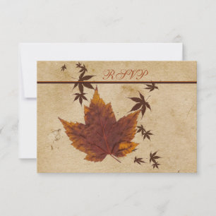 Autumn Leaves on FAUX Aged Paper Reply Card