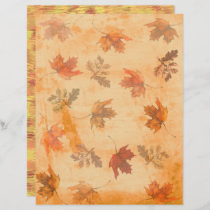 Autumn Leaves on Grunge Background Scrapbook Paper