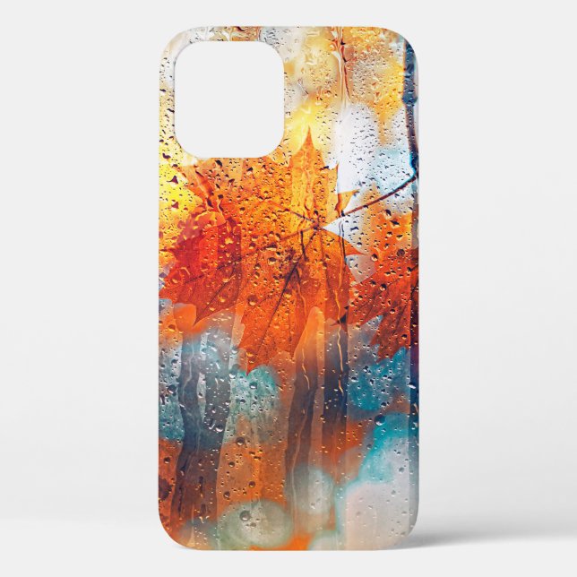 autumn leaves on rainy glass texture. concept of f Case-Mate iPhone case (Back)