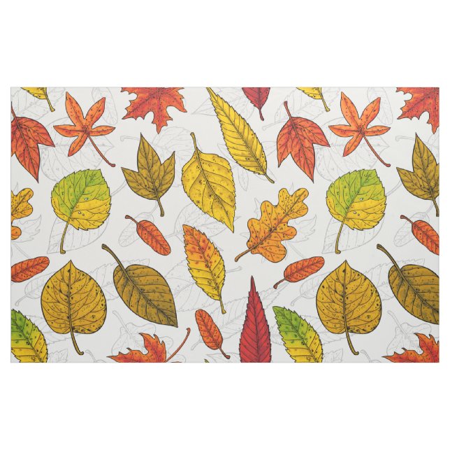 Autumn leaves on white fabric (Fat Quarter)