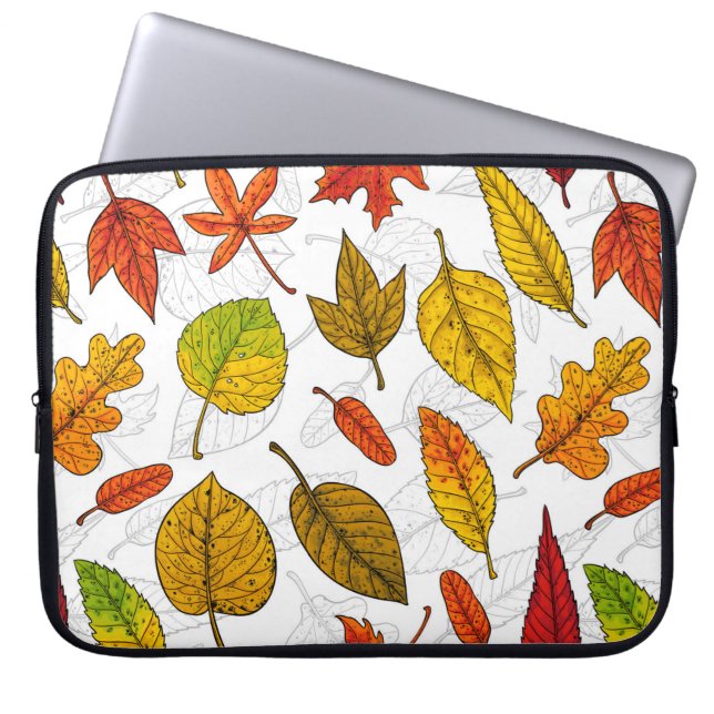 Autumn leaves on white laptop sleeve (Front)