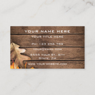 Autumn Leaves On Wooden Planks - Nature Art Business Card