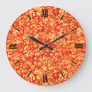 Autumn leaves, orange and gold large clock