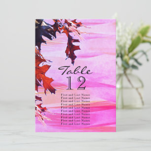 Autumn Leaves Orange Pink Swirl Table Seating List Invitation