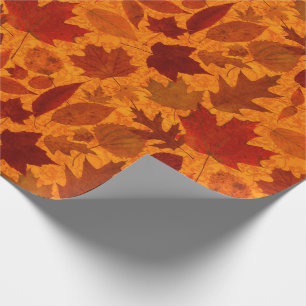 Autumn Leaves Orange Wrapping Paper