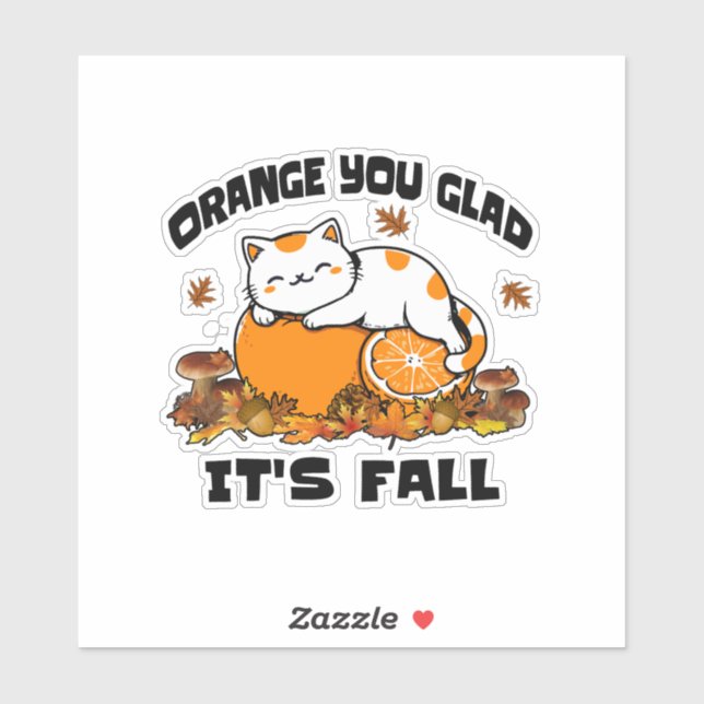 Autumn Leaves Orange You Glad It's Fall Funny Cat  (Sheet)
