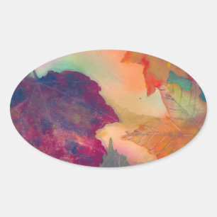 Autumn Leaves Oval Sticker
