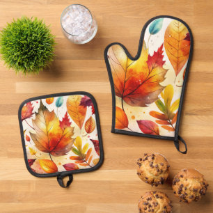 Autumn Leaves Oven Mitt & Pot Holder Set