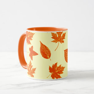 Autumn leaves - pale yellow and orange mug